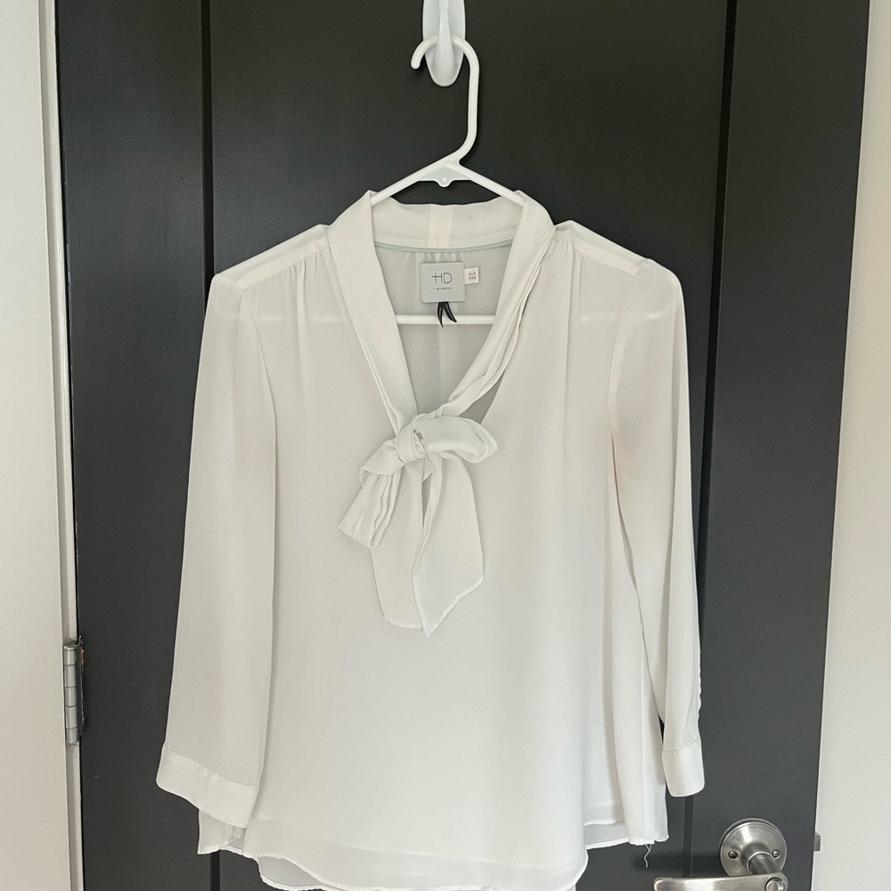 HD in Paris Cream Blouse with Bow Detail